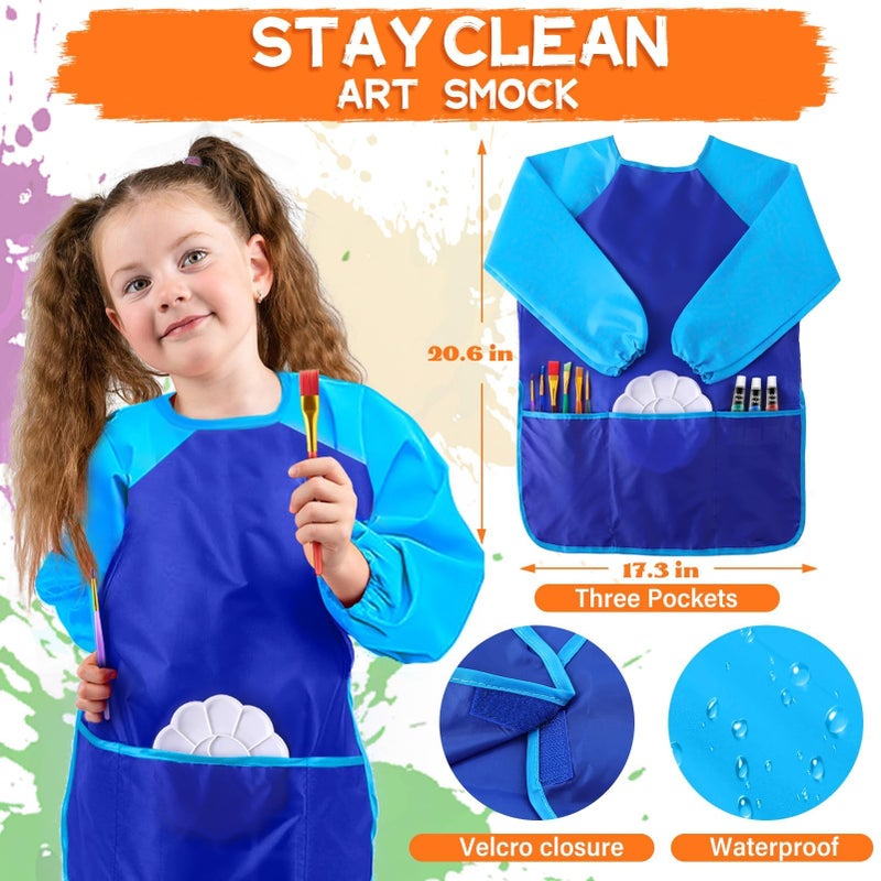 POPYOLA Acrylic Paint Set for Kids  Non Toxic Kids Painting Set with Tabletop Easel  Acrylic Paints  Smock  Canvases  Wooden Stencils  Brushes  Painting Kit Gift for Beginner Student Toddlers - Image 3